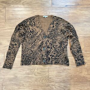 Madewell Sweater S Tigerized Cameron Ribbed Cardigan in Coziest Yarn Brown/Black